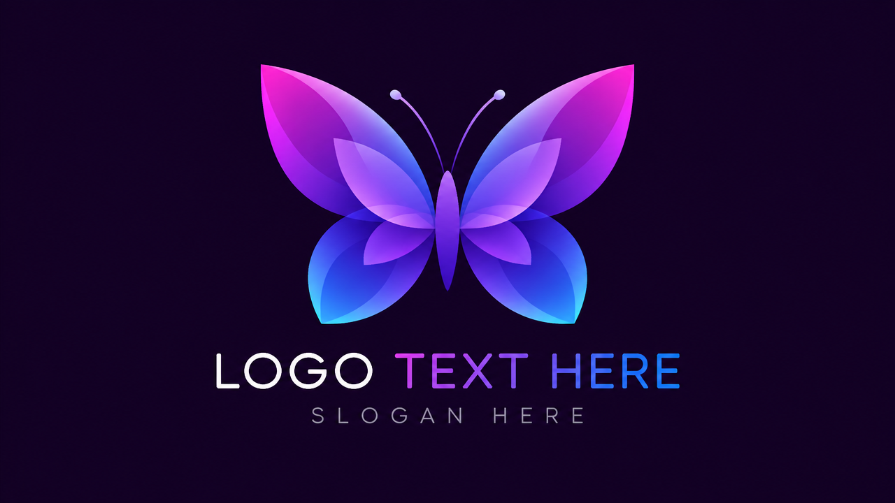 Creative abstract butterfly logo design template with colorful gradient wings
