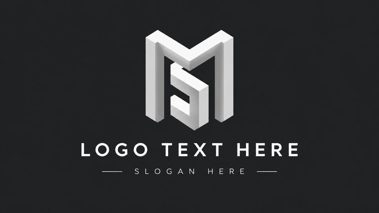 Geometric isometric architectural MS letter logo design template on dark charcoal