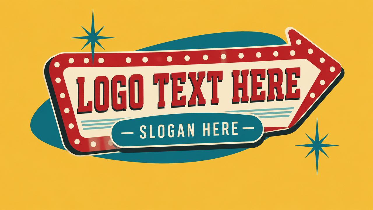 Classic retro diner eatery logo template on yellow background