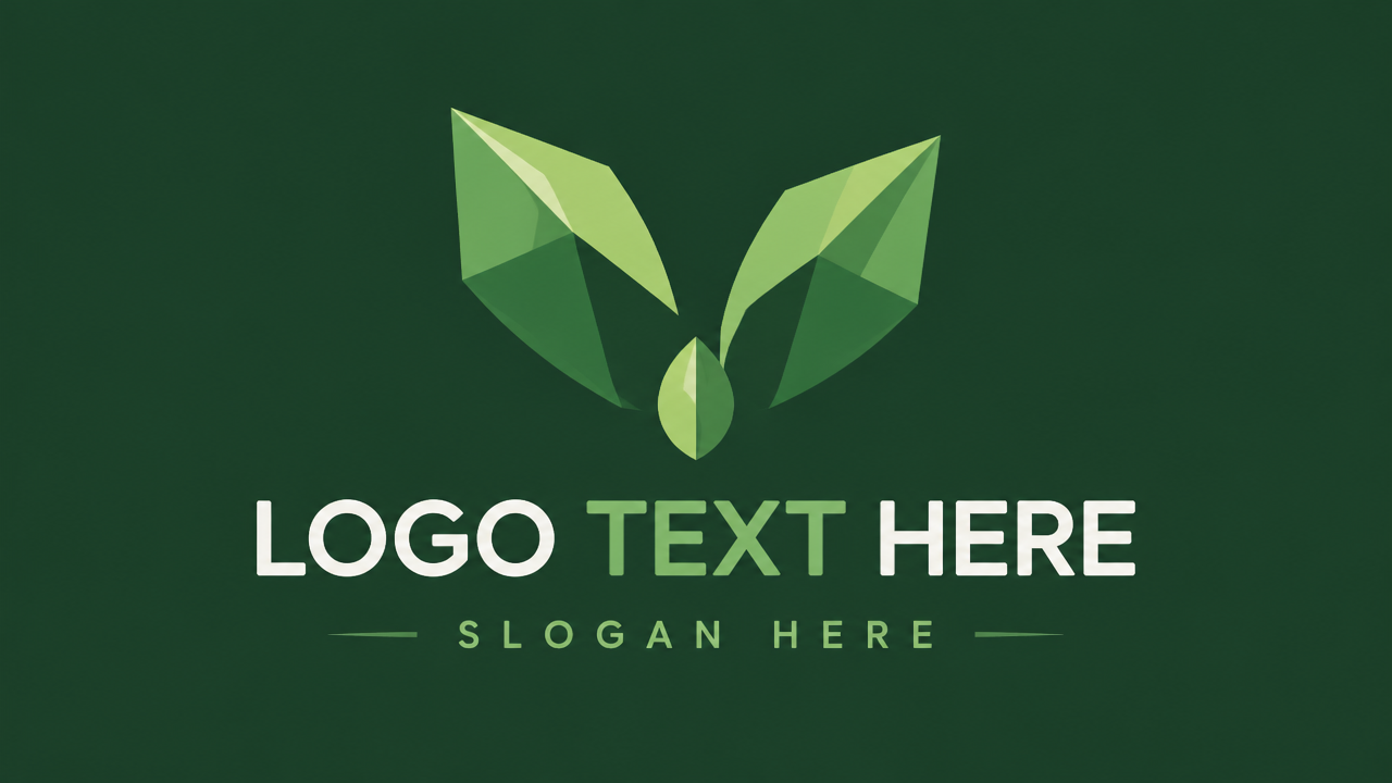 Innovative sustainable origami leaf eco new logo design template on sage green