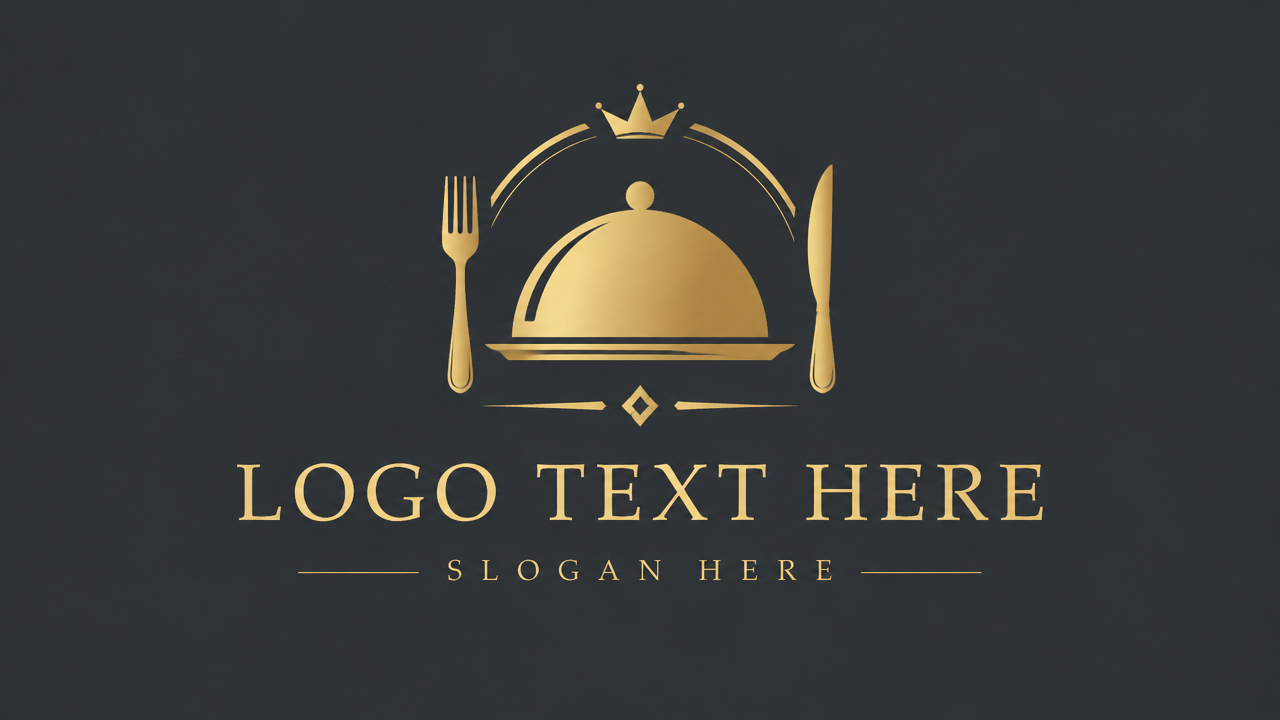 Fine dining eatery logo design template card with logo text here