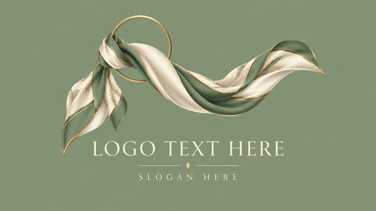 Luxury silk scarf and accessories fashion logo design template