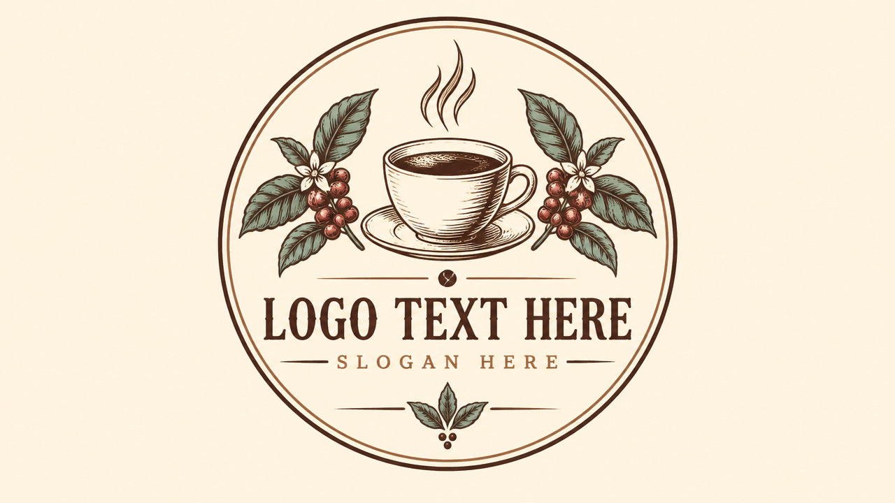Artisan cafe emblem eatery logo template with slogan here