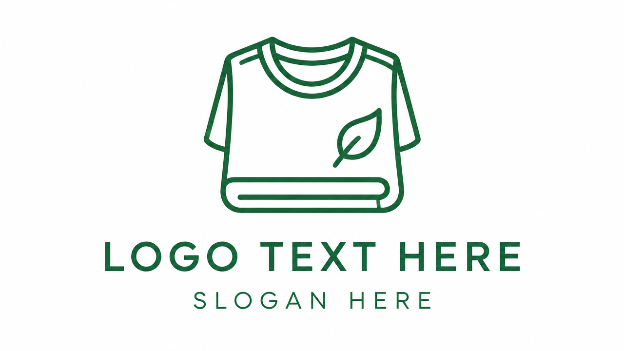 Minimalist green monoline folded top clothing logo design template on white