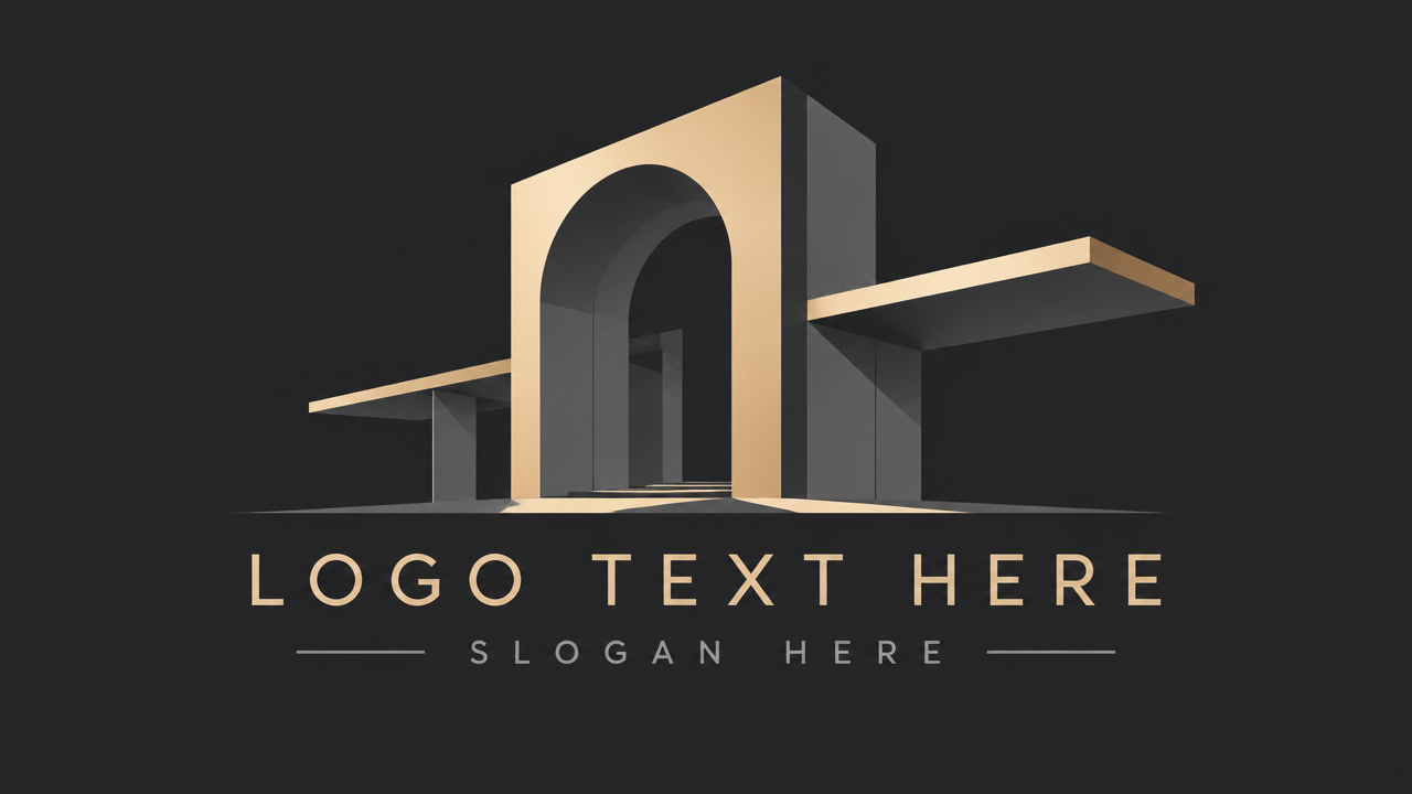 Contemporary architectural studio structural arch new logo design template on dark charcoal