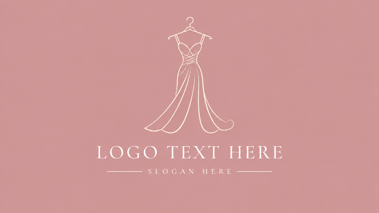 Couture dressmaker clothing brand logo design template in dusty rose