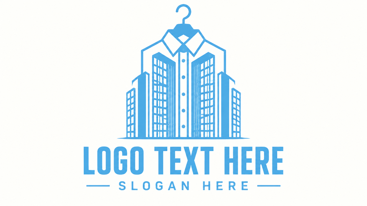 Architectural skyscraper shirt on hanger clothing logo design template