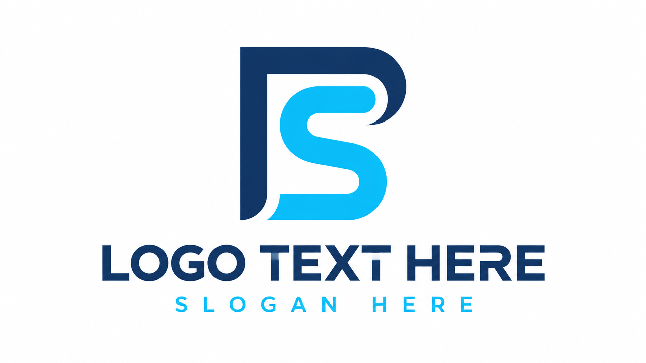 Modern minimalist interlocking letter P and S monogram logo template with LOGO TEXT HERE.