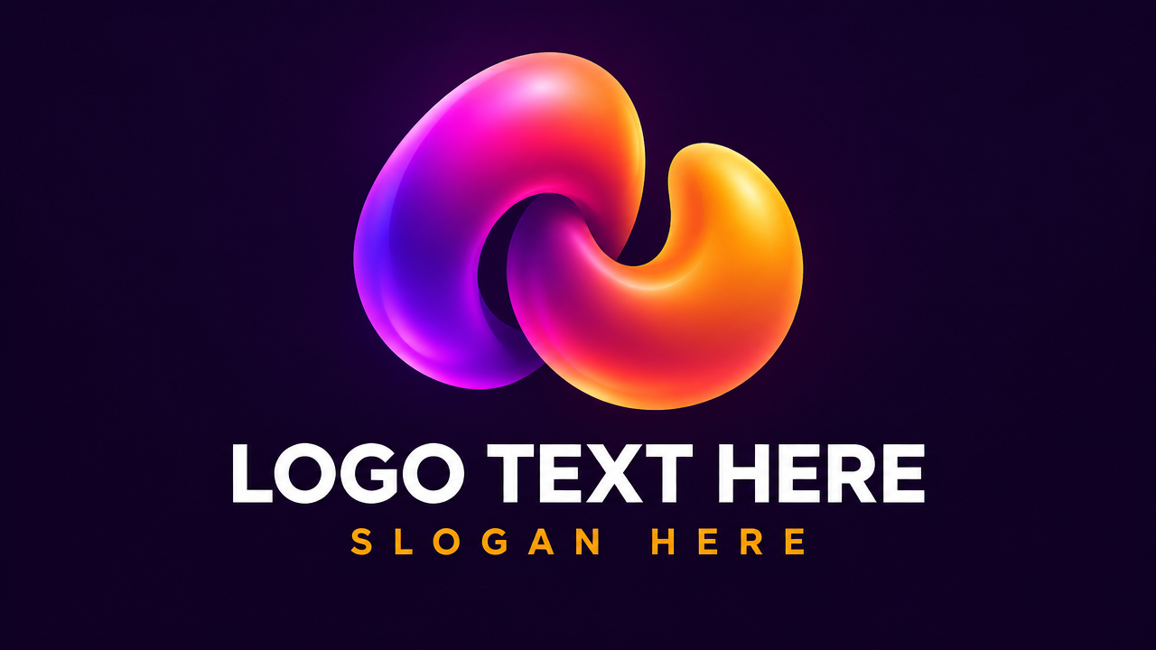 Colorful modern fluid gradient liquid drops logo template with LOGO TEXT HERE.