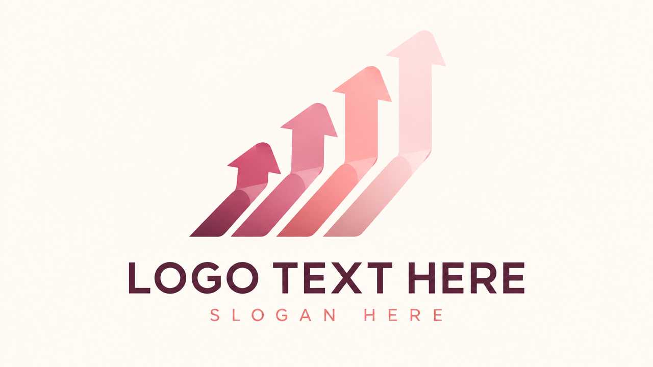 Modern stacked geometric gradient ribbon steps logo template with LOGO TEXT HERE.