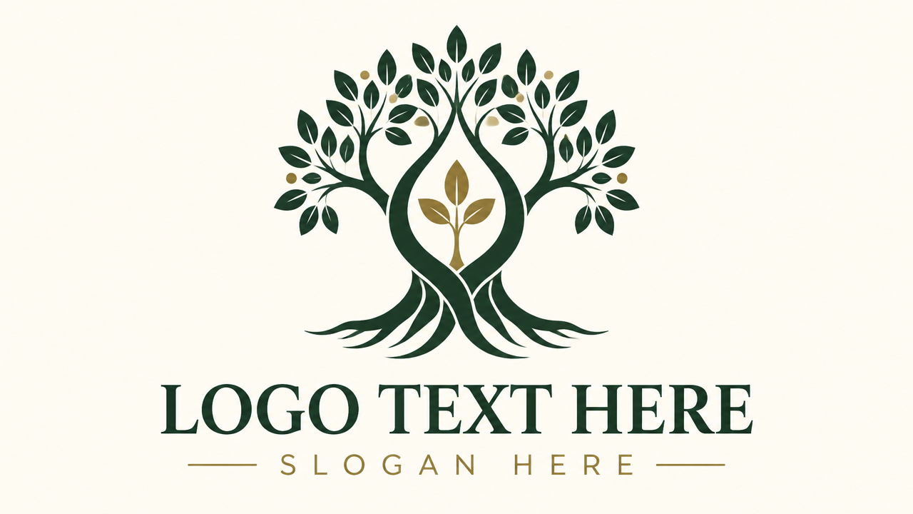 Elegant family tree roots logo template for family heritage and businesses with LOGO TEXT HERE.