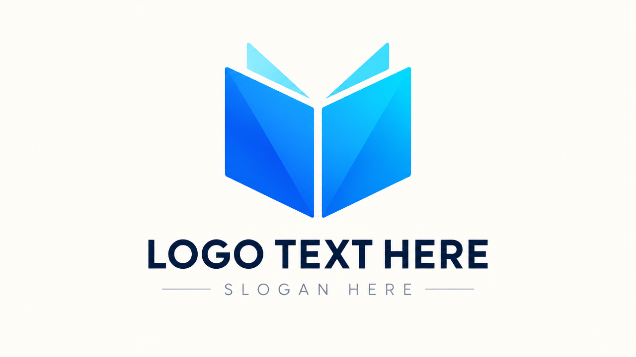 Minimalist modern geometric isometric book logo design template on clean white background