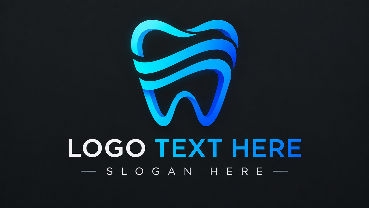 Minimalist modern orthodontic alignment logo design template on dark navy background
