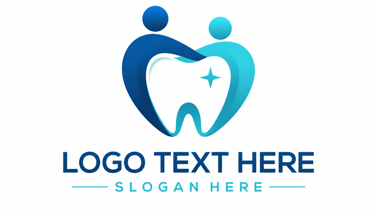 Trustworthy family dental clinic logo design template on clean white card background
