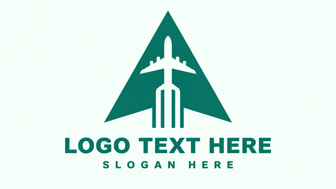 Modern north logo design featuring a teal upward arrow with negative space airplane silhouette on pale mint card