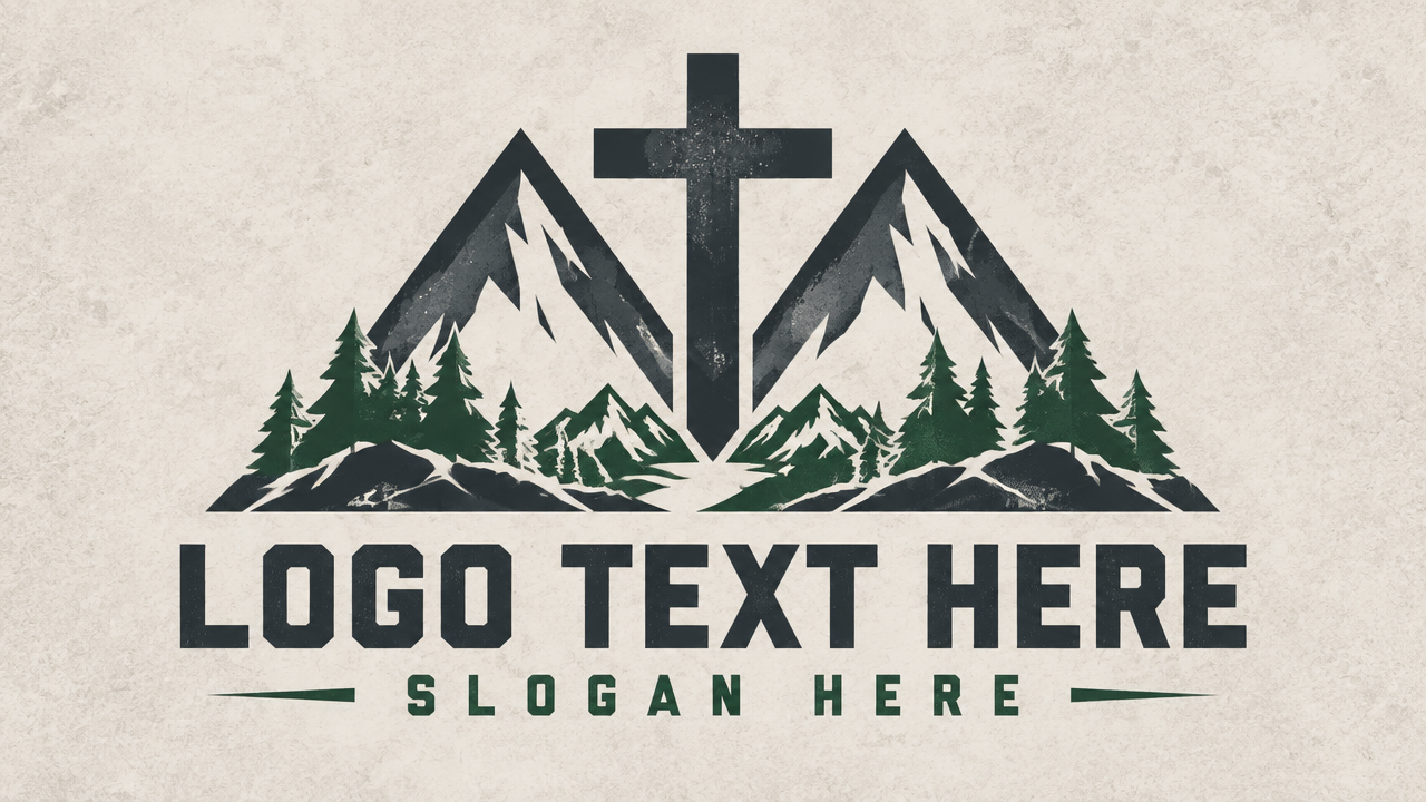 Outdoor adventure MT logo design seamlessly merging dual mountain peaks with letter T on stone background