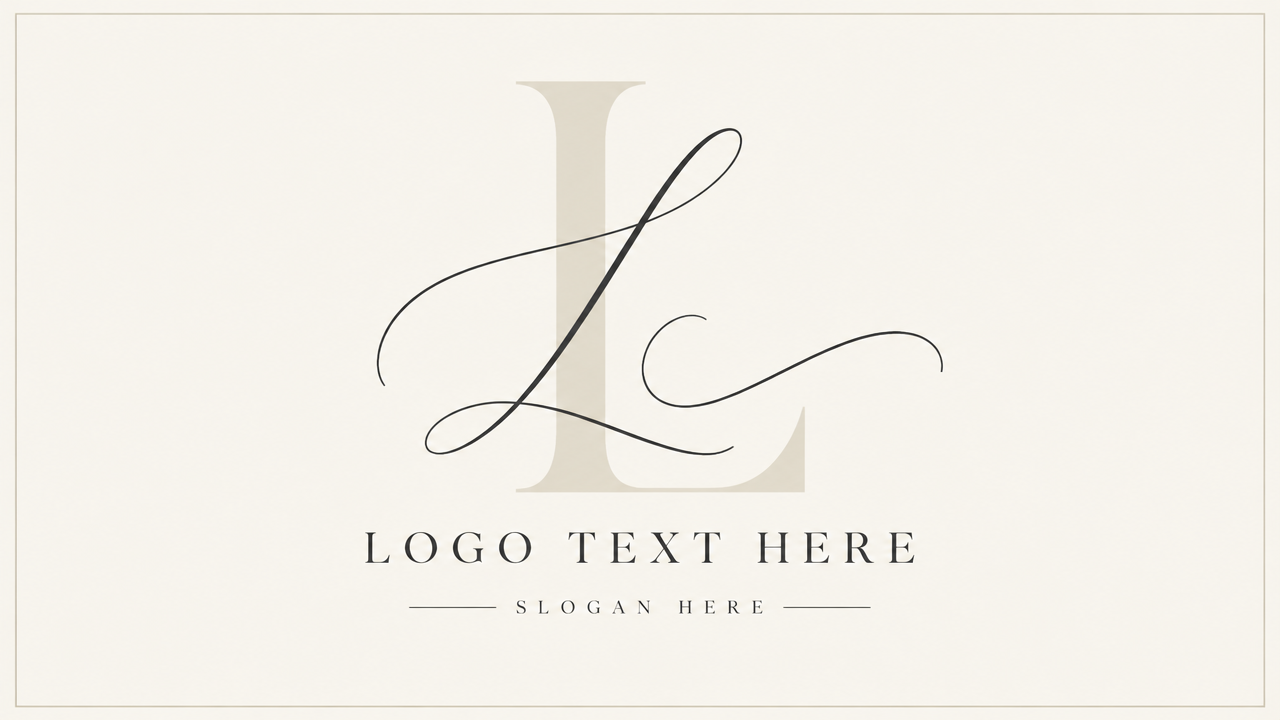 Elegant luxury Instagram monogram logo design combining cursive calligraphy and serif typography on soft ivory background