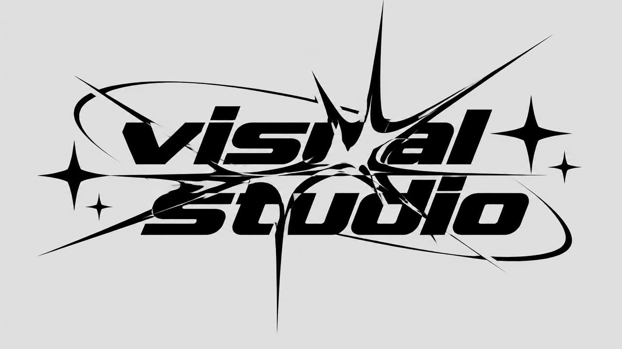 Edgy Y2K acid graphic studio logo design with spiky barbed starburst and bold typography on white card