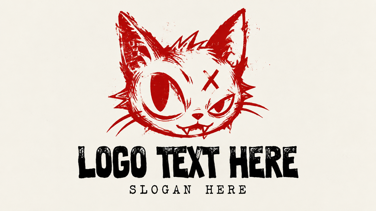 Edgy hand-drawn indie animation and creative studio logo with distressed mascot and irregular typography