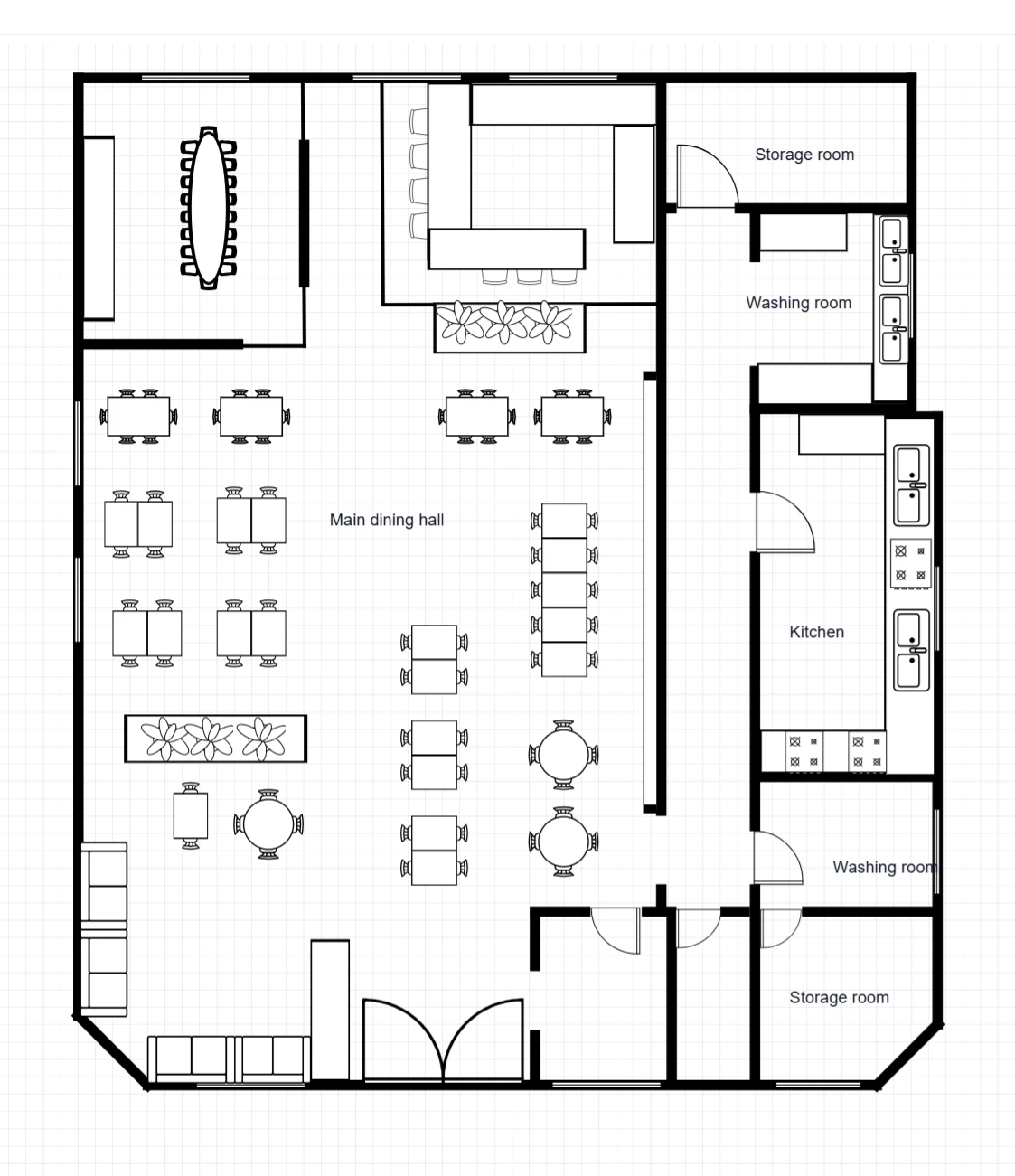 Restaurant Floor Plan with Bar