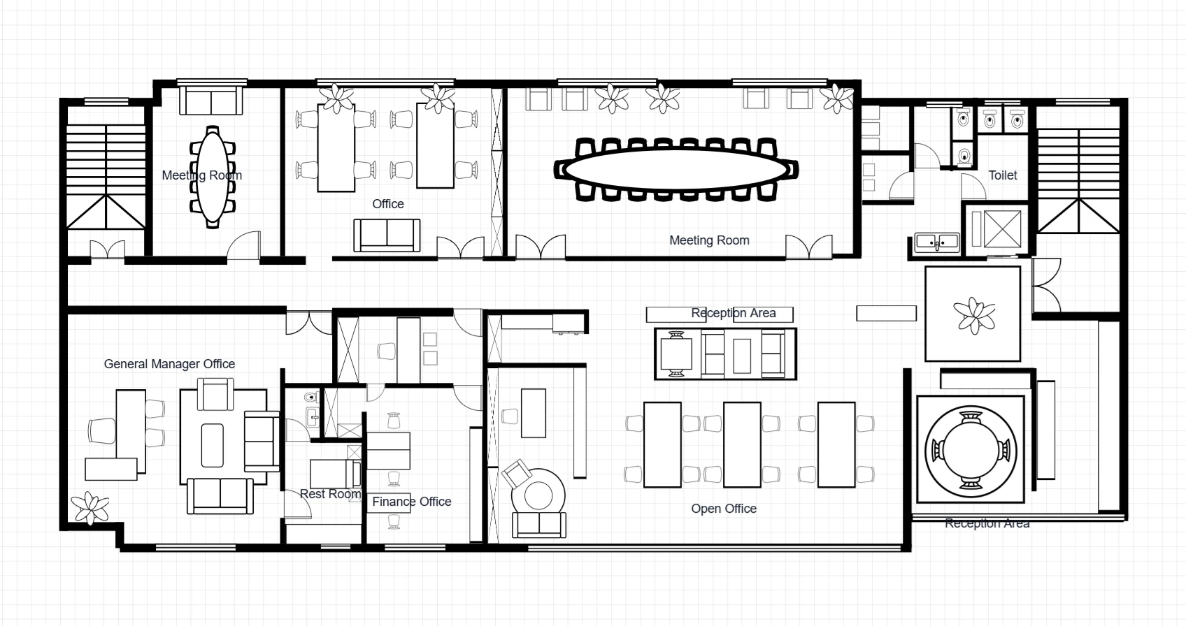 Office Floor Plan with Meeting Rooms