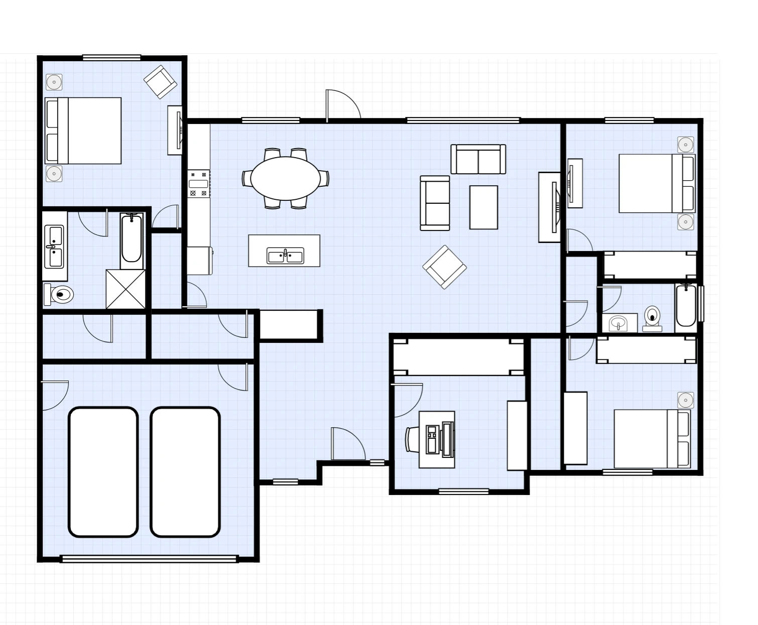 House Floor Plan with Home Office and Garage