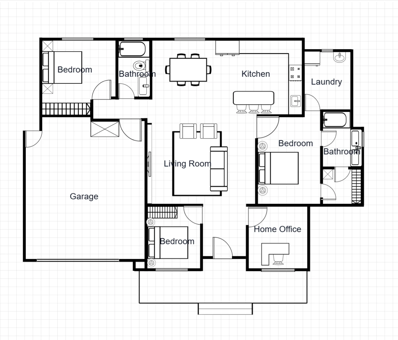 3 Bedroom House with Garage reference layout