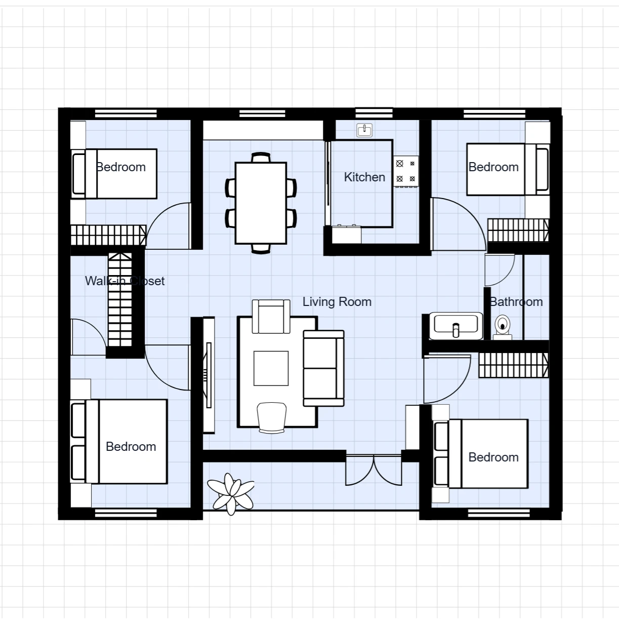 House Floor Plan with Walk-in Closet