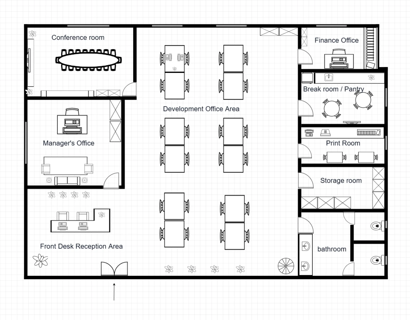 Open Plan Office with Meeting Room reference layout