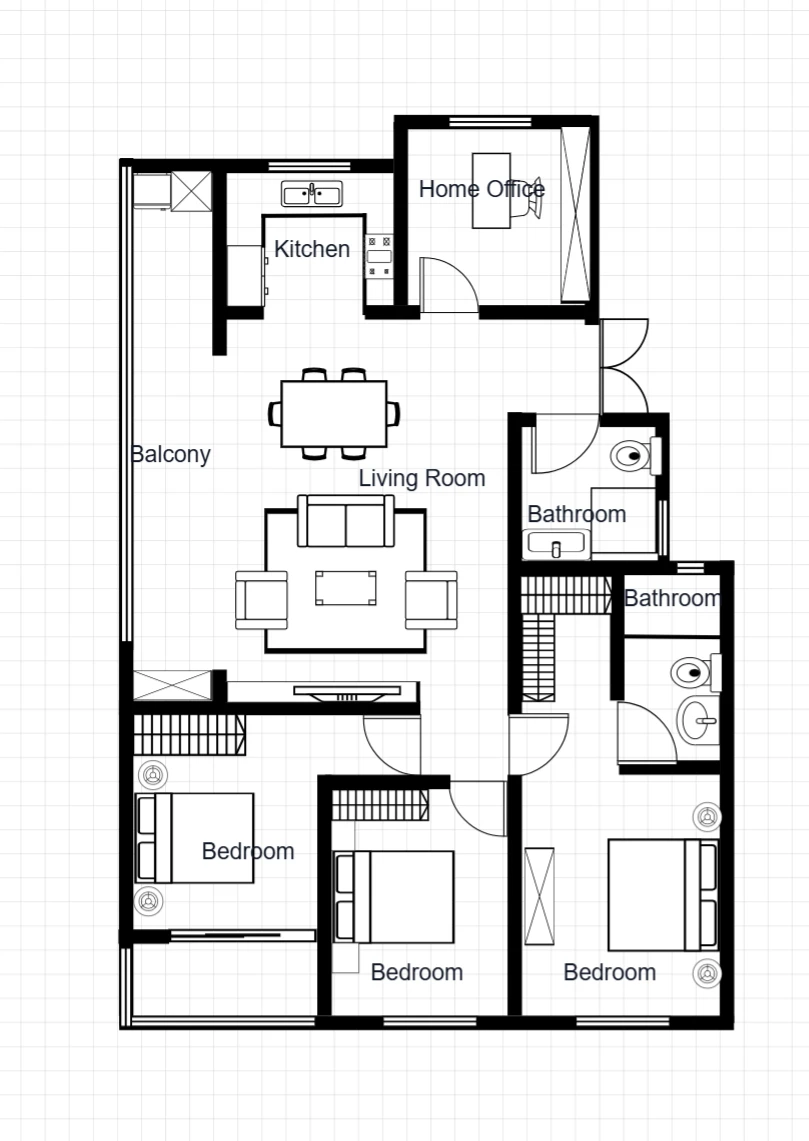 House Floor Plan with Home Office