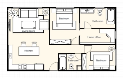 1 Bedroom Apartment with Home Office