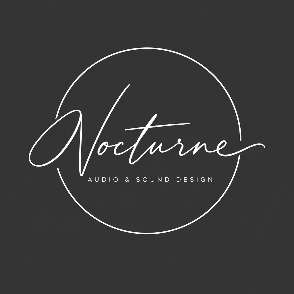 Crisp white monoline cursive signature with a circular orbit flourish on a matte charcoal background.