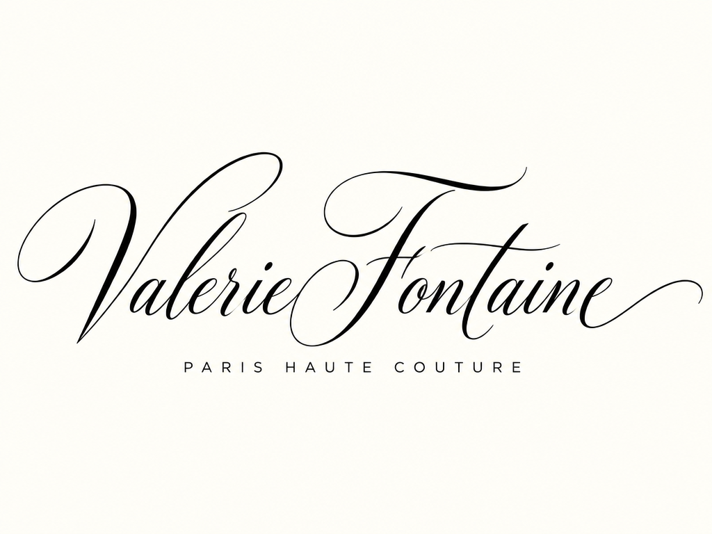 Elegant luxury cursive signature for Valerie Fontaine on an ivory background.