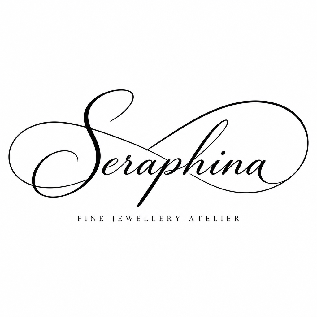 Elegant black ink signature Seraphina framed by an infinity-loop flourish on a white background.