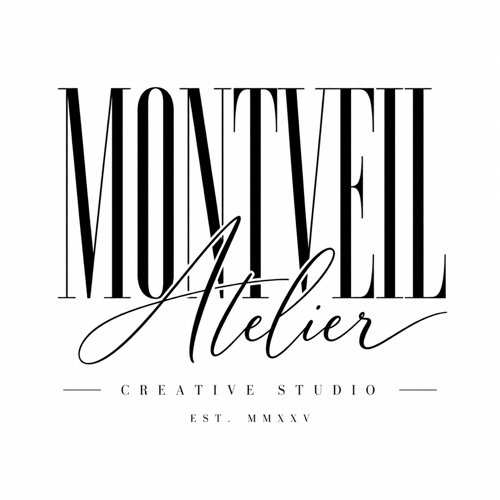 Minimalist black and white typographic logo lockup combining bold condensed serif with flowing cursive script
