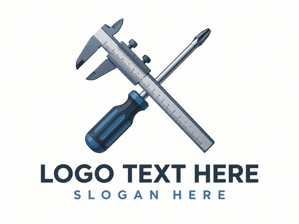  Minimalist precision caliper and screwdriver cross logo with placeholder text