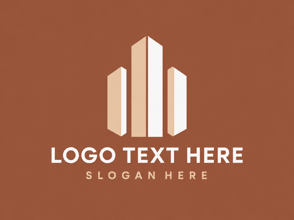 Minimalist vertical column geometric building logo with placeholder text