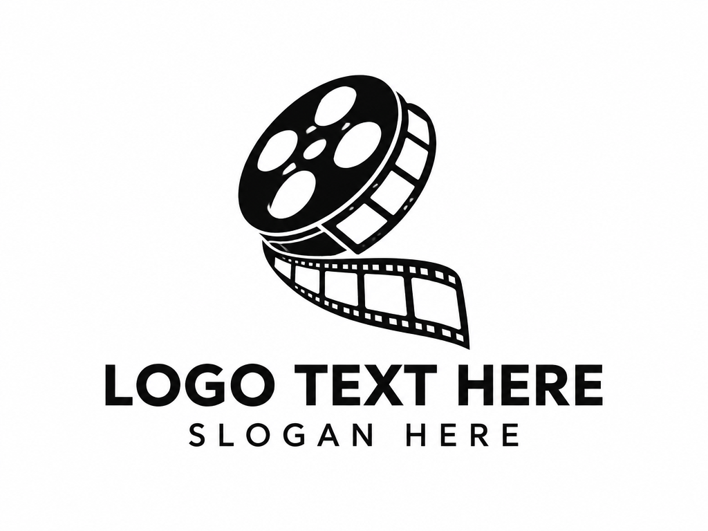  Minimalist black and white film strip logo with placeholder text