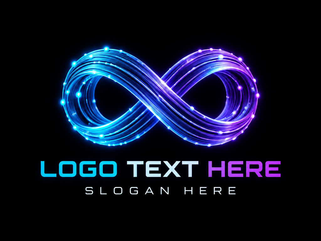  Minimalist glowing optical sensor loop tech logo with placeholder text