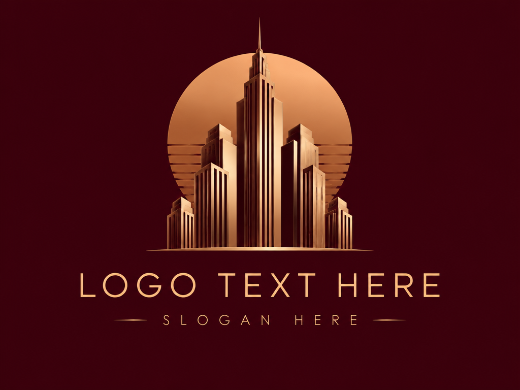 Minimalist vertical column geometric building logo with placeholder text