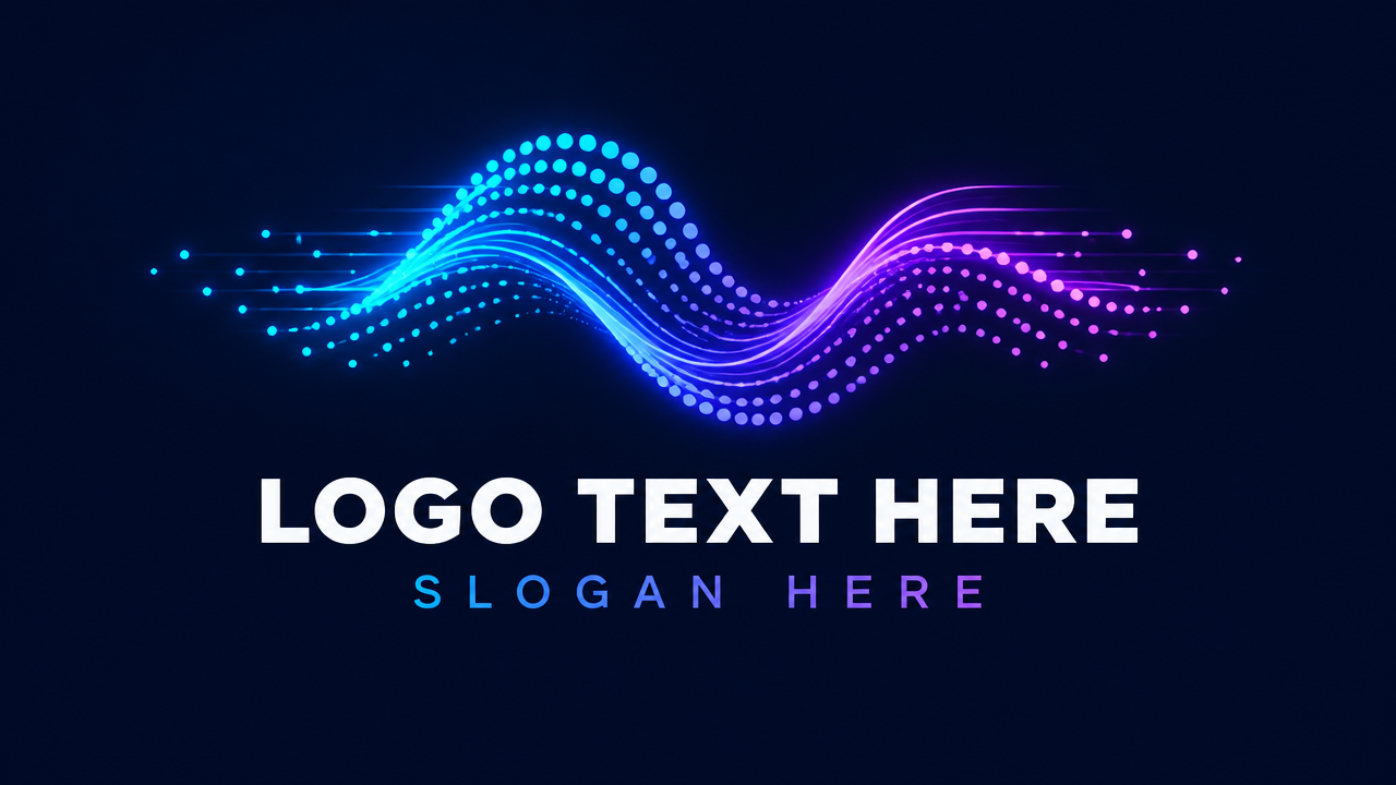 Dynamic fintech data stream wave logo with placeholder text
