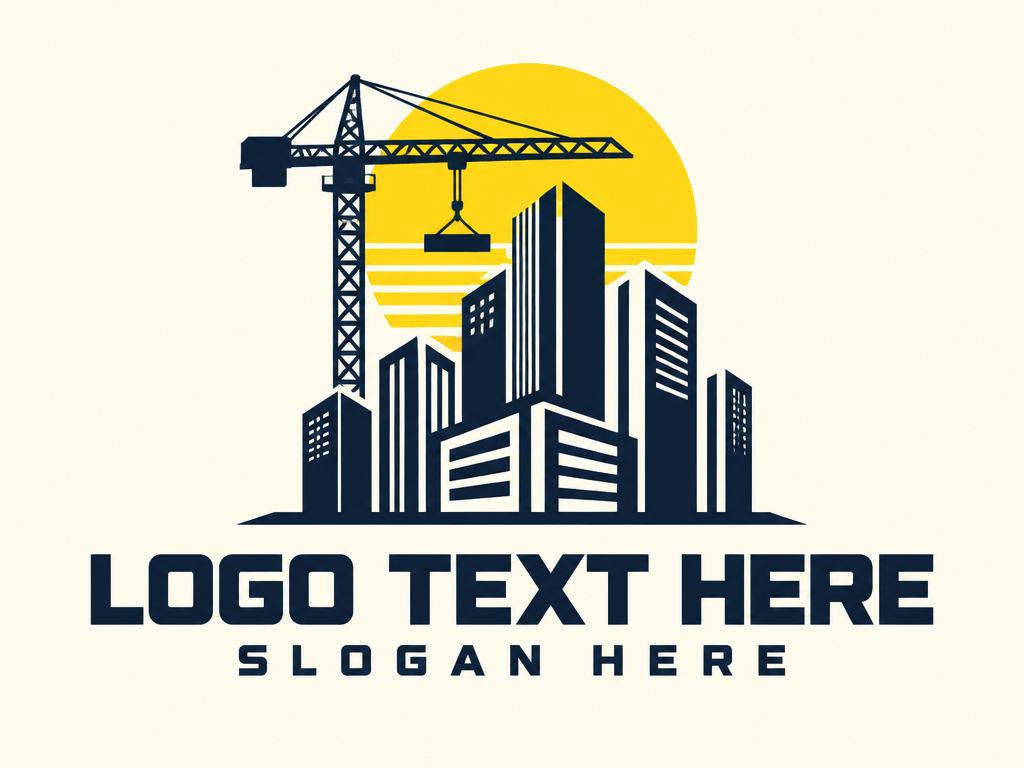  Modern construction crane and high-rise building logo with placeholder text